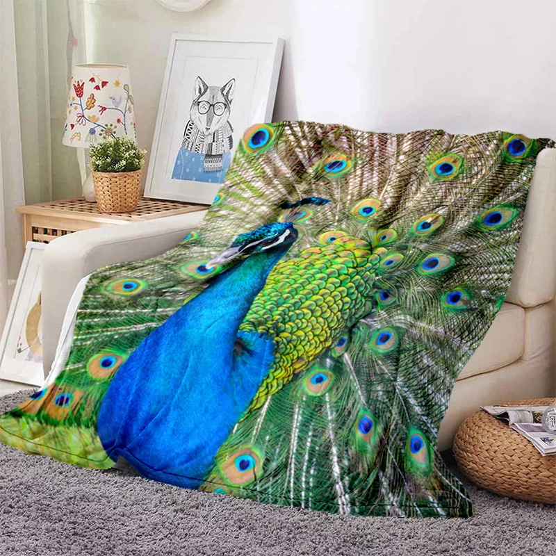 

Peacock Pattern Blanket Ultra Lightweight Soft Cozy Warm for Sofa Bed Couch Best Office Dceor Kids Adults Gifts Flannel Throw