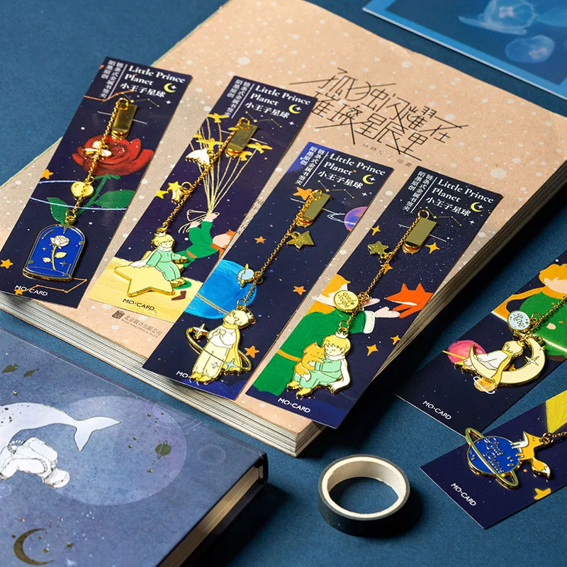 

6 Styles Creative Paint Process Metal Bookmark Clip Chain Type DIY Pattern Book Decoration Paging Clip