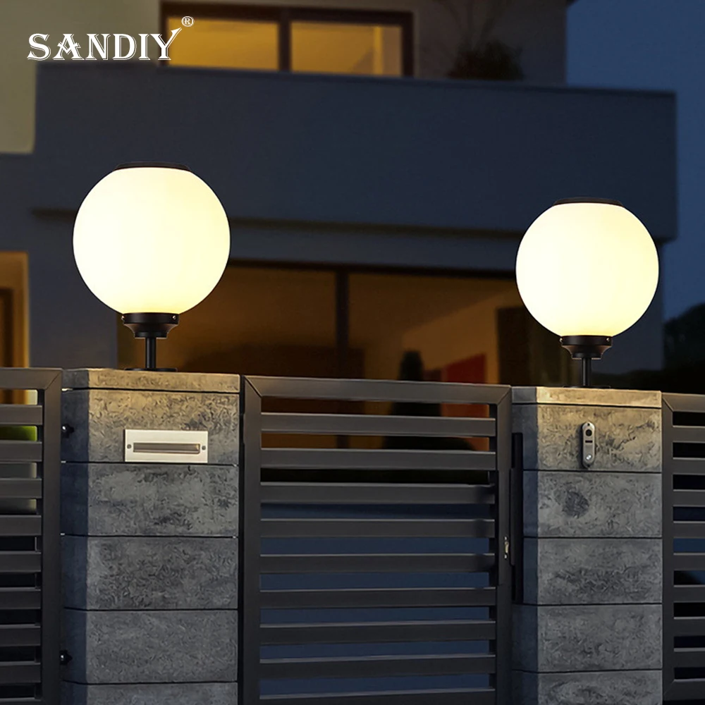 SANDIY солнечные фонари на столбе уличные садовые водонепроницаемые ворота для