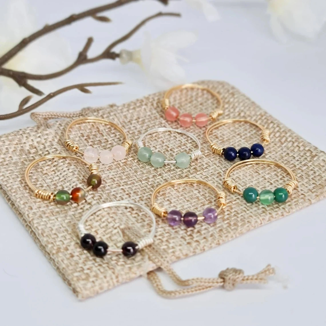 Fashion Women Crystal Fidget Ring Anti Anxiety Worry Spinner Band | Rings