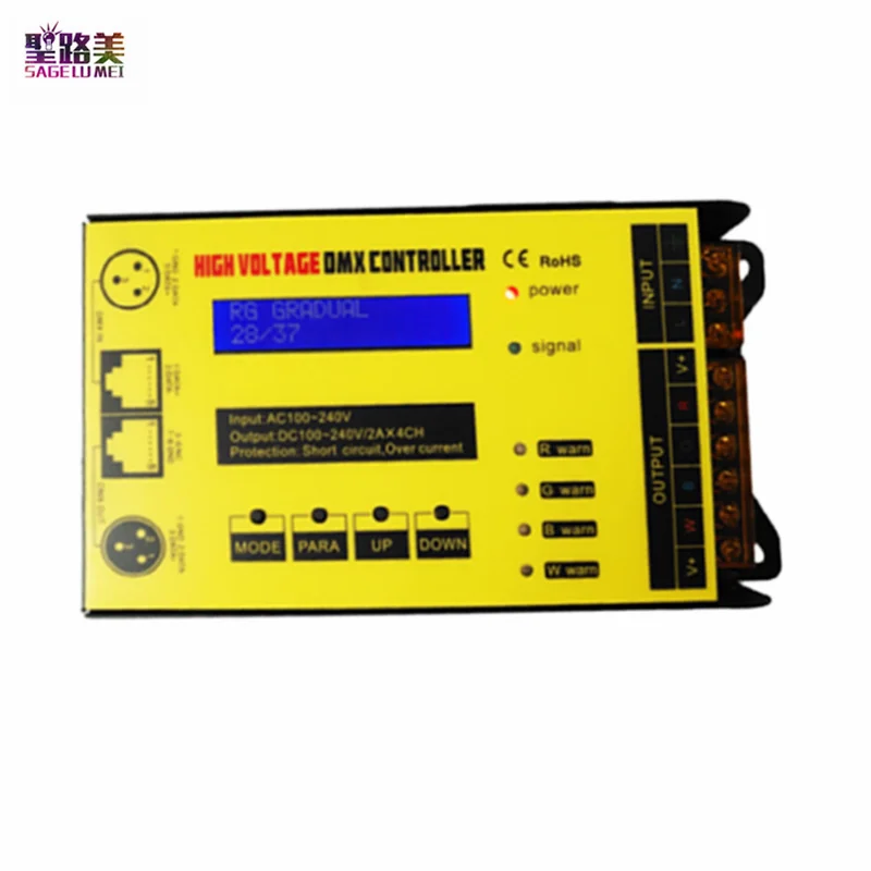 

DMX300C AC 110V-240V 50/60HZ High Voltage LCD Display DMX Controller Decoder With short circuit protection For RGB/RGBW Lights