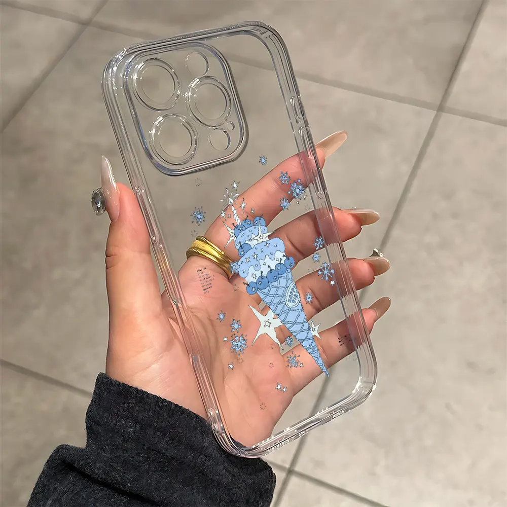 Фото Силиконовый чехол для телефона Blue Cherry Ice Cream для IPhone 17 16 15 14 13 12 11 Pro Xs Max Air Mini 7 8 6 6s Plus SE 2020 2022 Cover №2