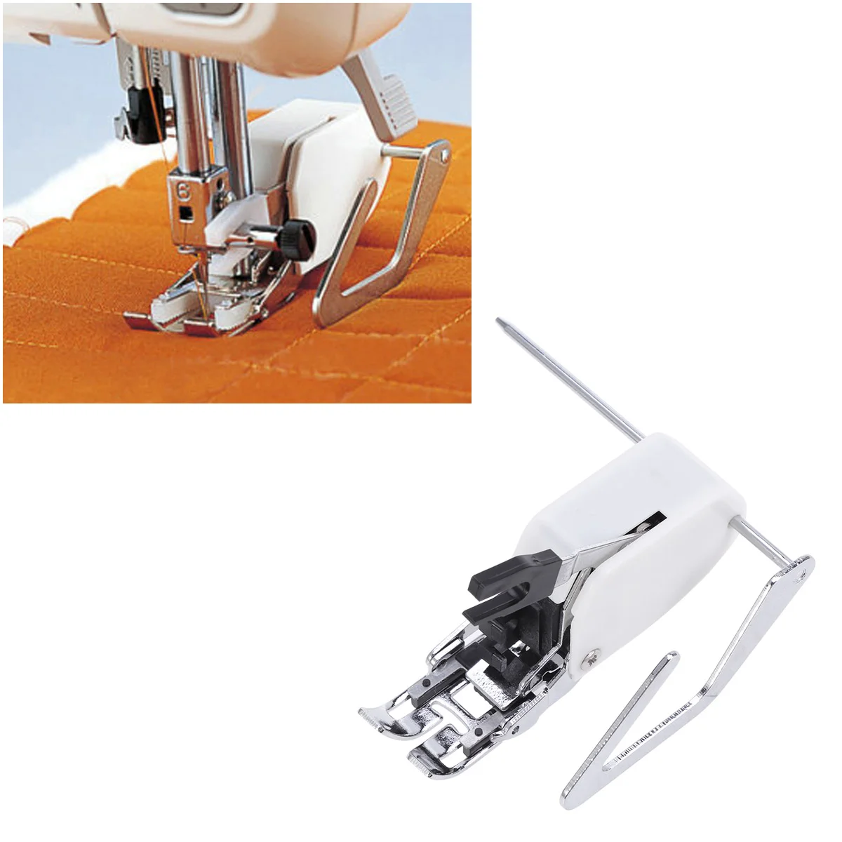 

Household Sewing Machine Screw-on Even Feed Walking Foot with Quilt Guide (White+Silver)
