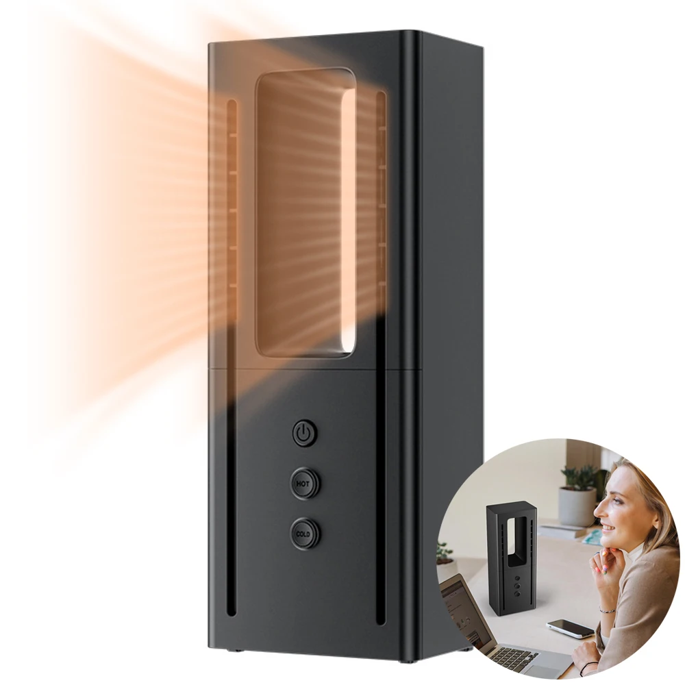 Portable  Space Heater, 700W Safe Heater and Cooling Fan 2 in 1 for Office Room Desk Indoor Use - Black indoor heaters