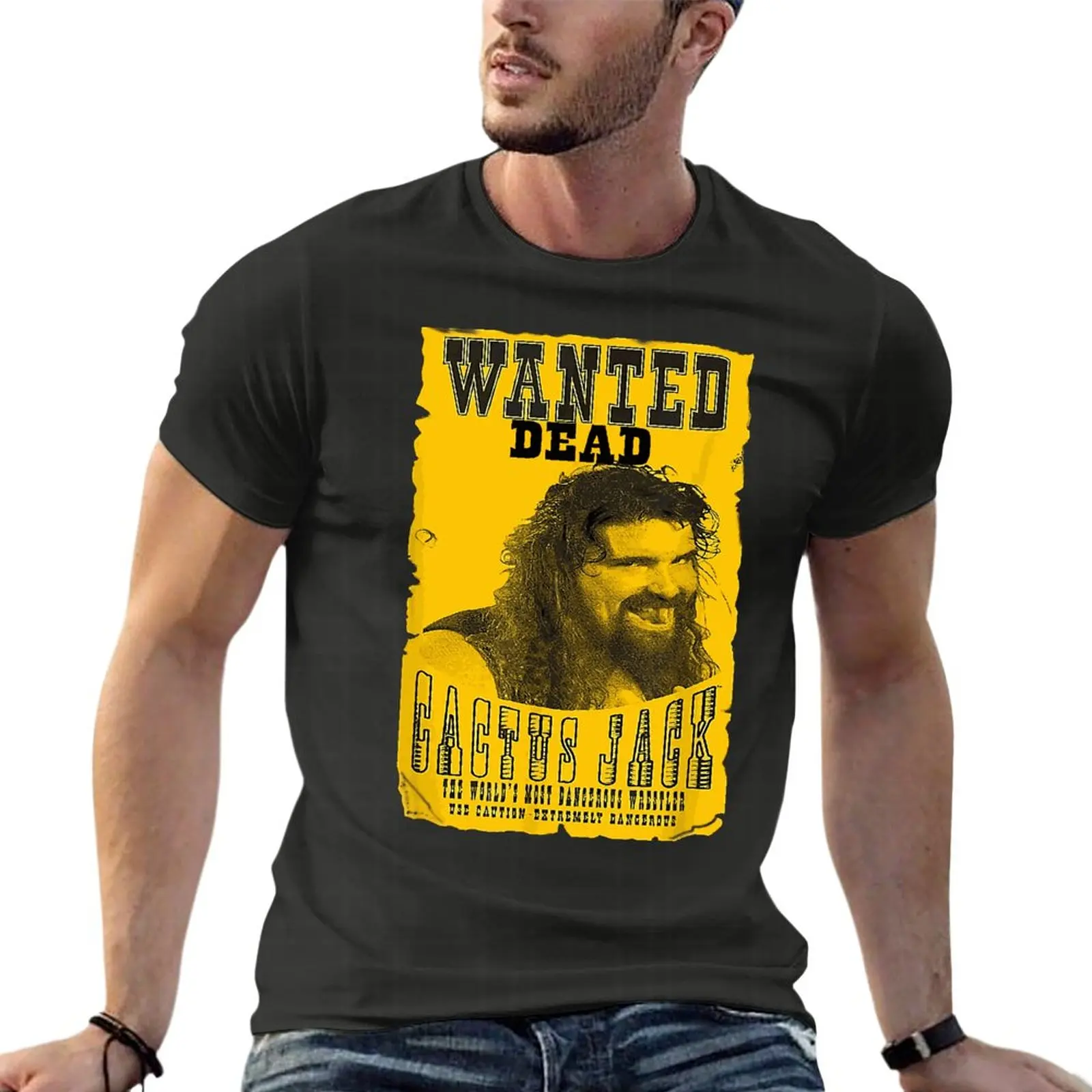 Camisetas de gran tamaño de Cactus Jack Mick Foley para hombre, ropa de calle divertida 100% de algodón, Tops de talla grande