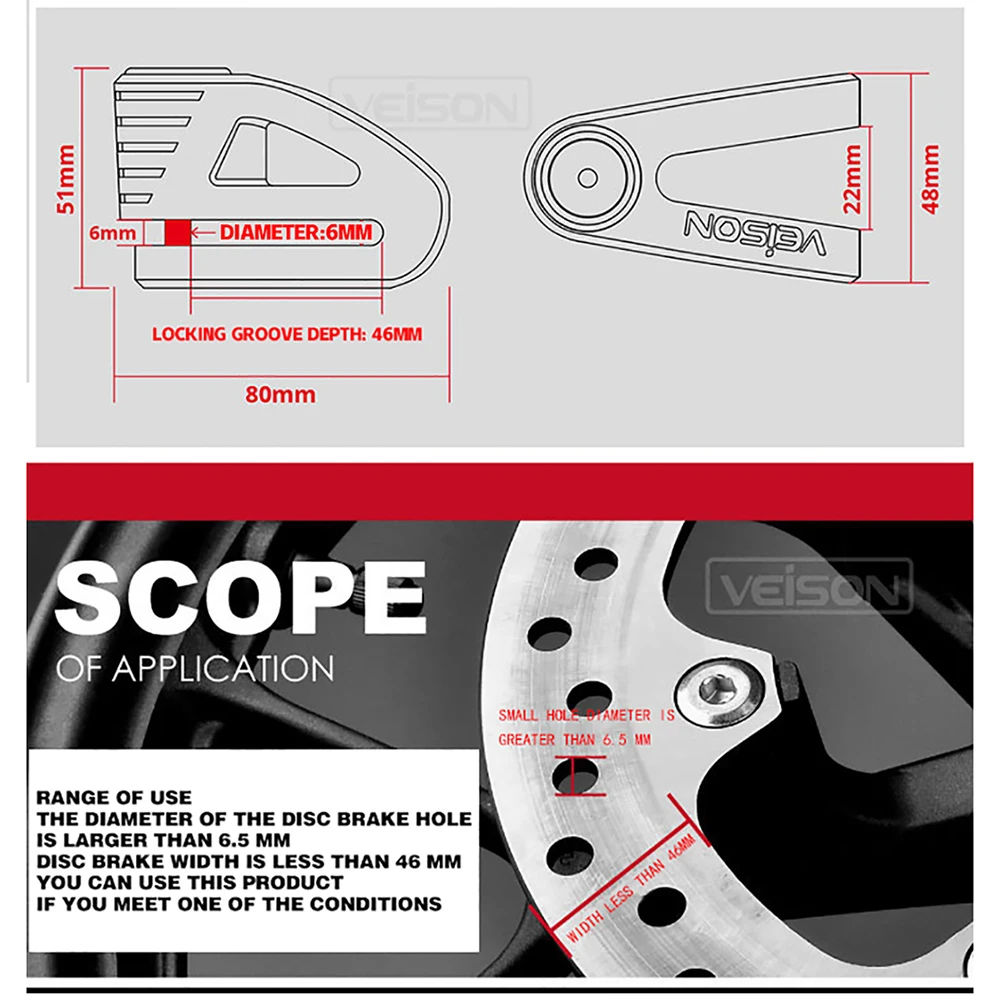Замок для дискового тормоза мотоцикла VEISON Yamaha Honda Suzuki Kawasaki Benelli Husqvarna KTM BMW