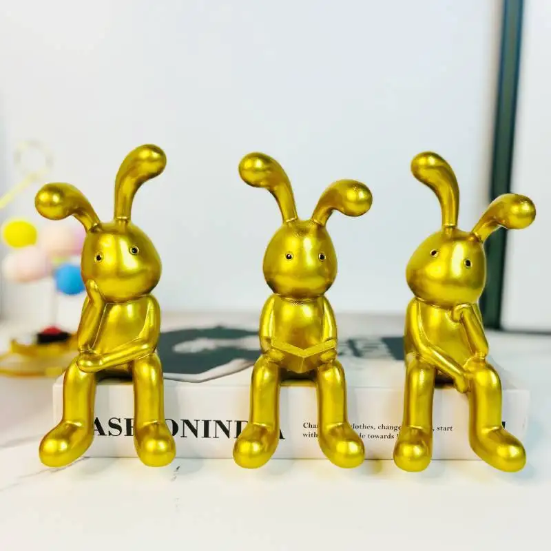 

Affordable Luxury Fashion Nordic Creative Simple Rabbit Decoration Sets of Three Sitting Animals Resin Craft Ornament Home Livin