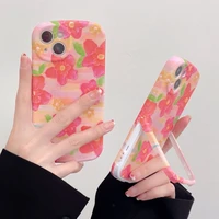 oil painting phone case with folding bracket for iphone x xs xs max xr 11 11pro max 12 12pro 12pro max 13 13pro 13pro max cover