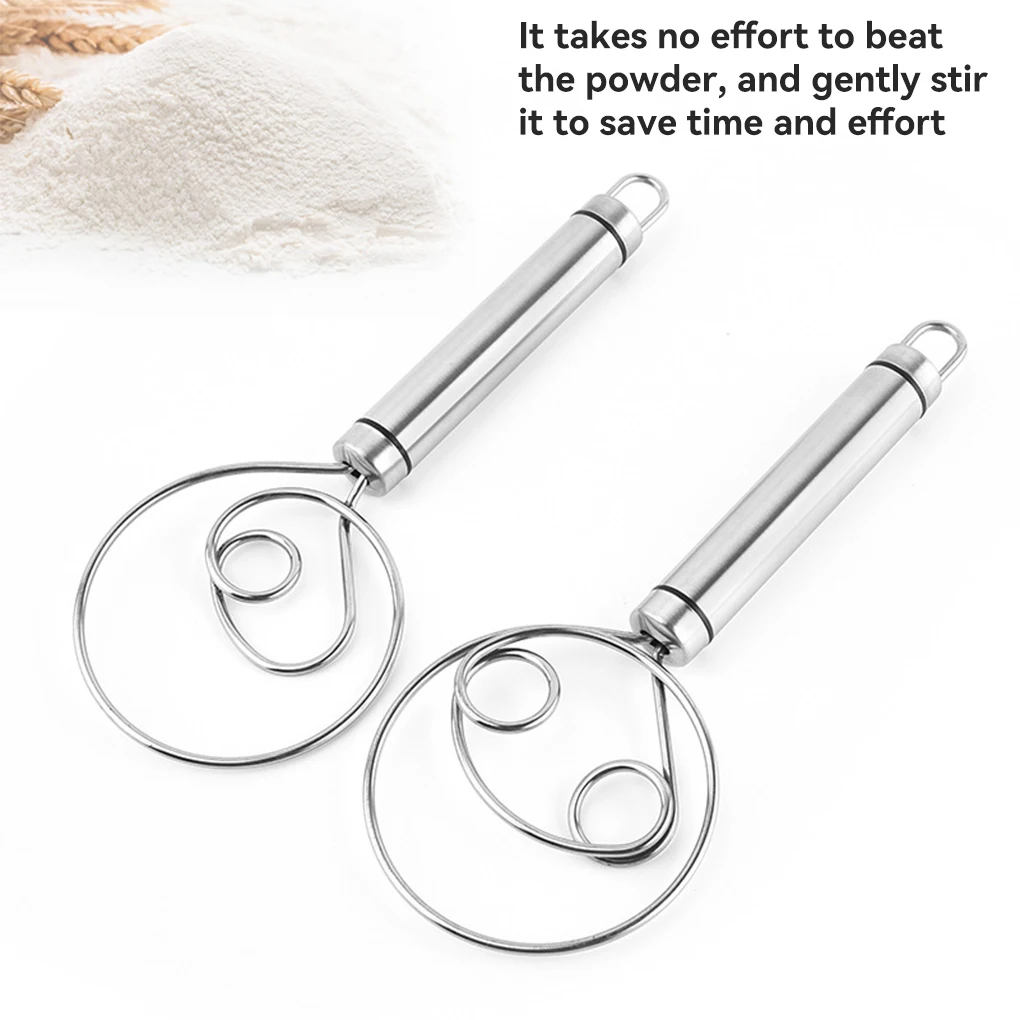 

Powder Beater Stainless Steel Easy to Clean Flour Stirrer Solid Construction Smooth Dough Stirring Rod French Bread