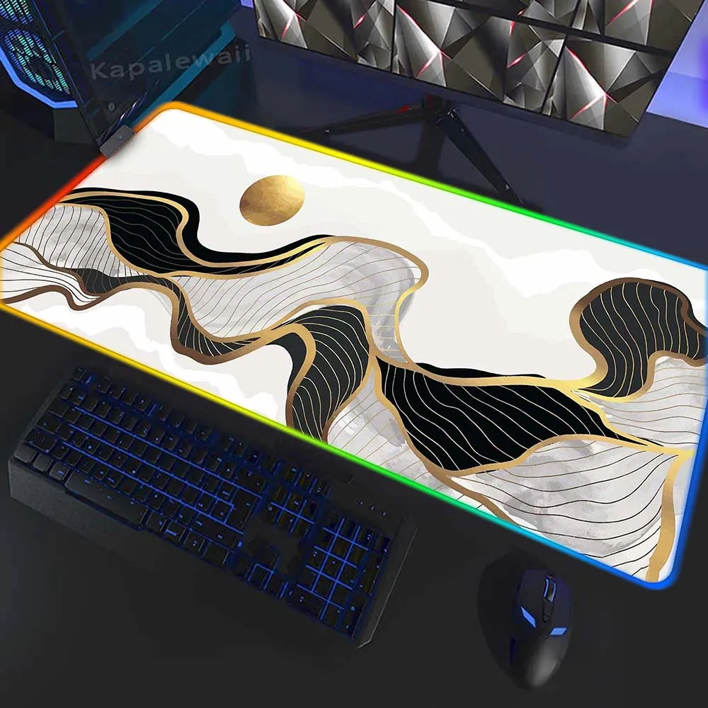

Abstract Art Plant Glowing USB LED Mouse Pad 900x400mm XXXL Mousepad Rubber Keyboard Pads RGB Gaming Setup Accessories Mouse Mat