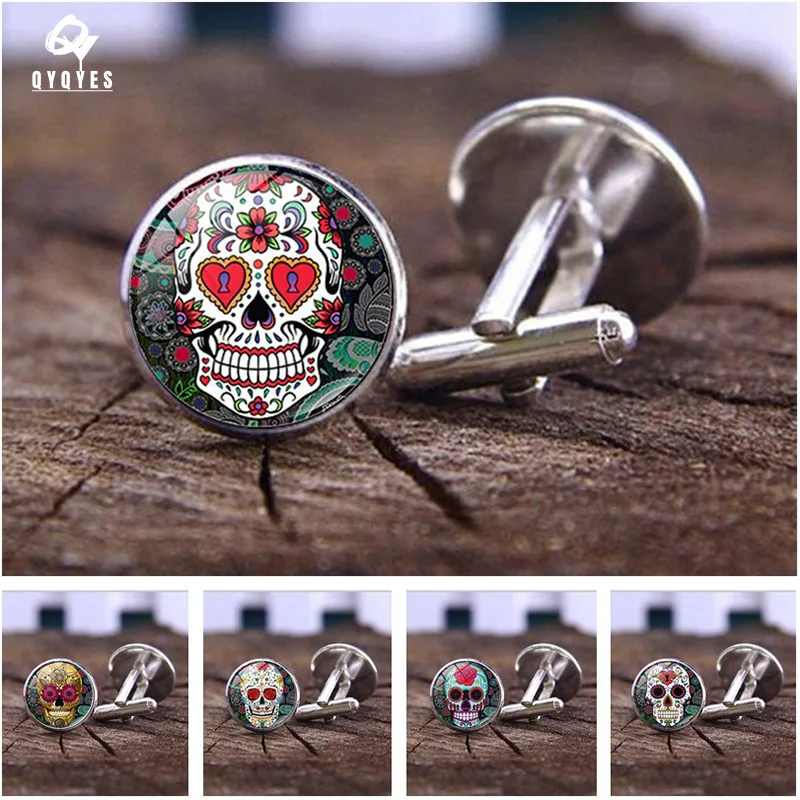 

Hot Cufflinks Skull Men's Cufflinks Fashion Punk Creative Accessories Silver French Shirt Cuff Studs