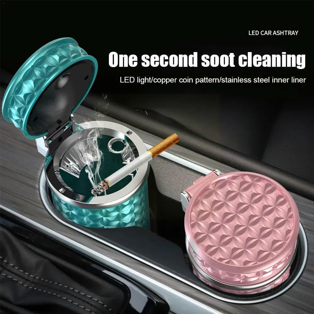 

Car Ashtray With LED Light Airtight Lid Multifunctional Holder Air Car Interior Can Ashtray Vent Cup Vehicle Decor Car Tras V5E8