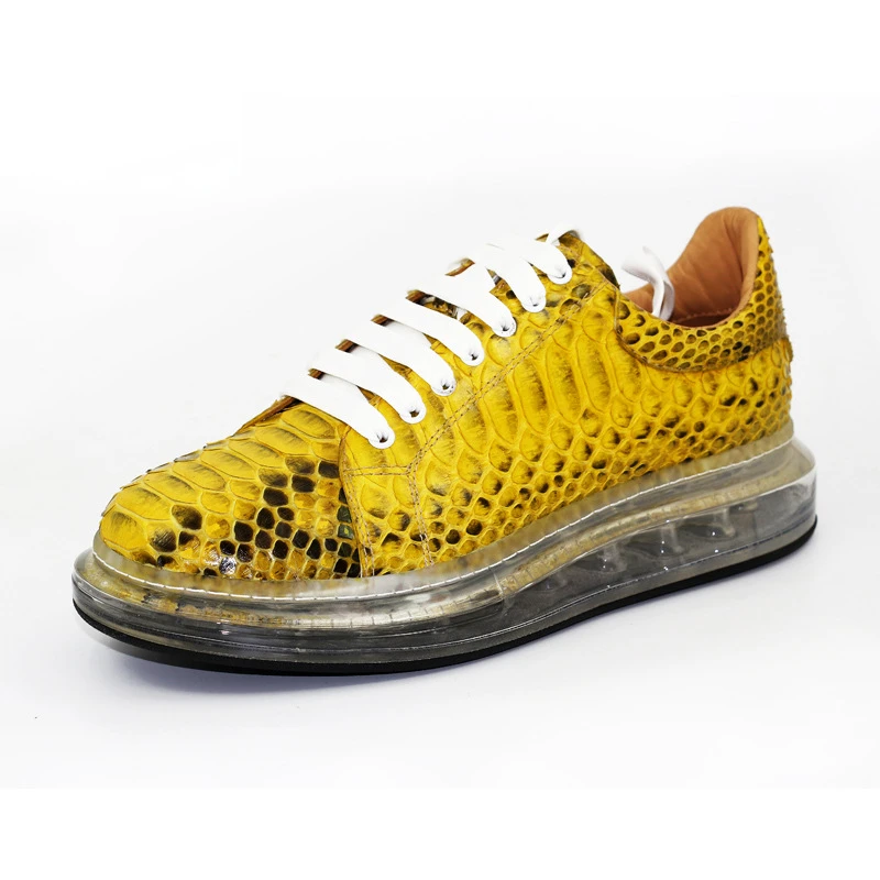 

High-end Genuine Snake Skin Men's Shoes Trendy Fashion Sneakers Luxurious Hand-sewn Leather Shoes Designer Leisure Sports Men's