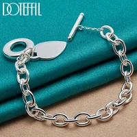 doteffil 925 sterling silver to button love heart pendant bracelet chain for women man wedding engagement charm jewelry