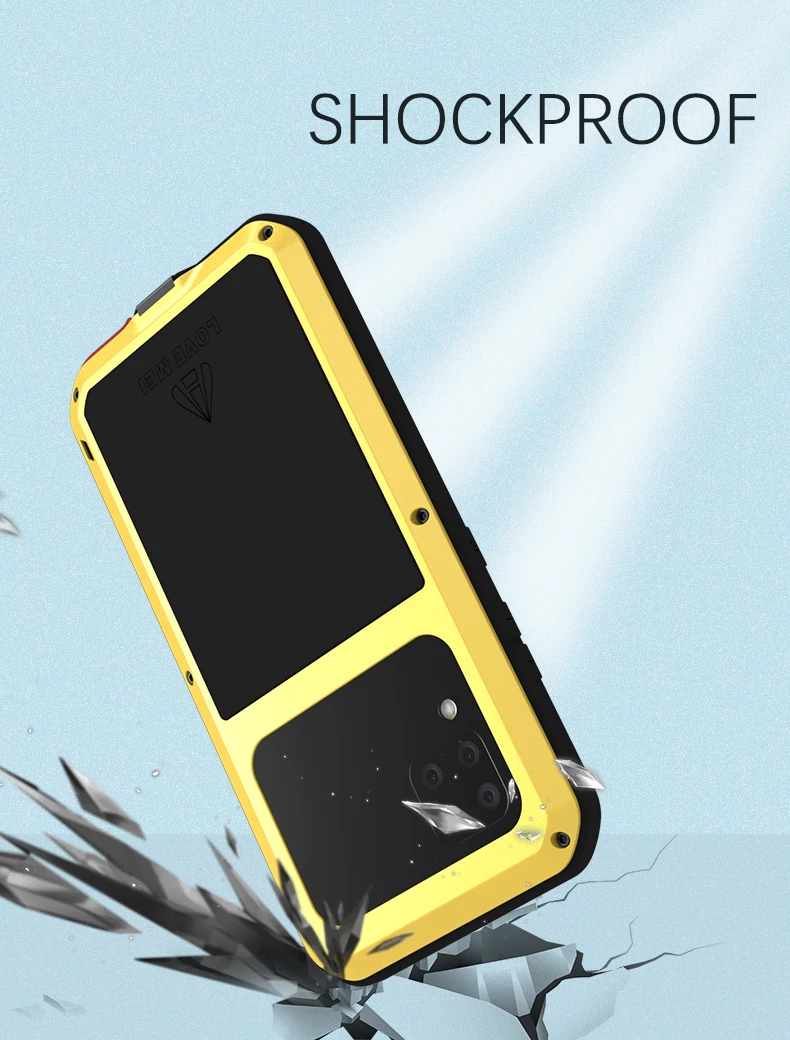 Love Mei Powerful Case For Huawei P40 Lite Waterproof Shockproof Metal Aluminum Case Cover For Huawei P40 Pro Tempered Glass