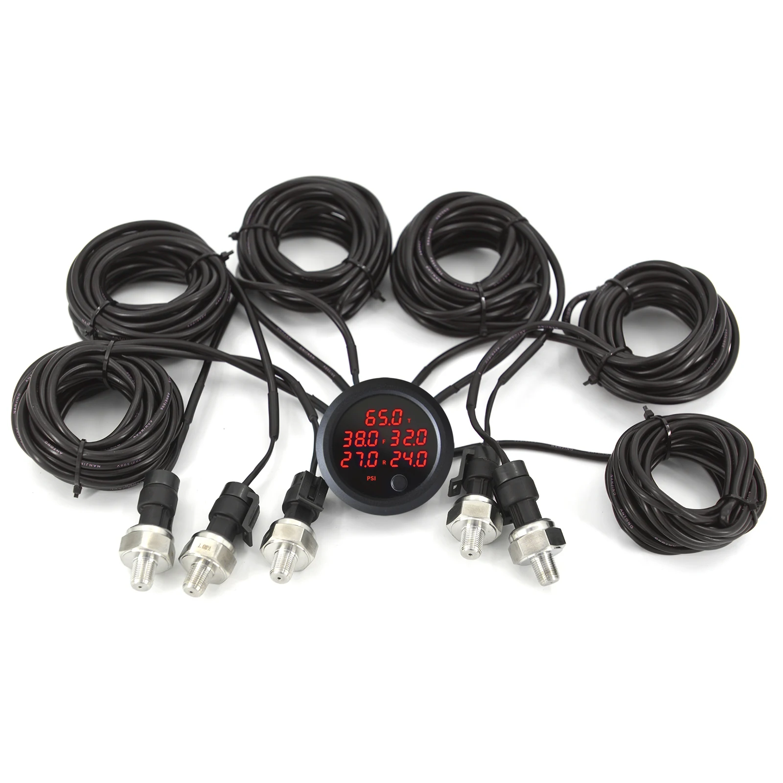 

Универсальный манометр воздуха с цифровым дисплеем 5 в 1, для пневматической подвески с 5 датчиками 1/8 NPT, красный/синий/белый