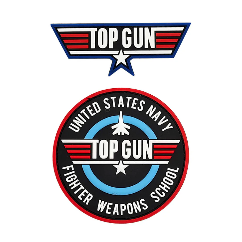 

Top Gun 2 Pvc Rubber patch Badges Droplet Magic Backpack Sticker Tactical Clothes Hat Patches Glow In The Dark Hook Loop Armband