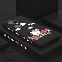 anime hellokitty cute girls for huawei p50 p40 p30 p20 5g p smart z pro plus 2019 2021 liquid left rope silicone phone case capa