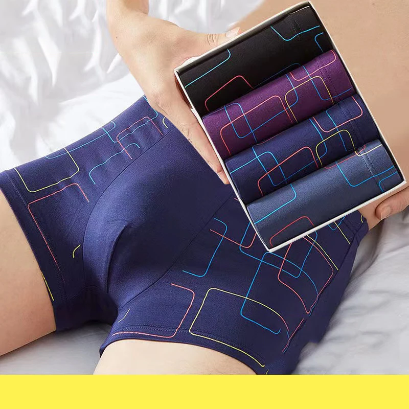 4pcs/Lot 7XL 150KG MenModal Shorts Breathable Boxer Shorts Youth Mid Waist Plus Size Boxer Panties Stretch Sports Men Underwear