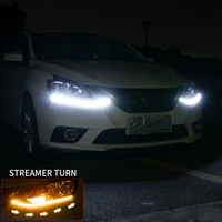 2xled car drl daytime running lights auto signal guide thin strip lamp styling accessories red blue wihte with turn yellow light