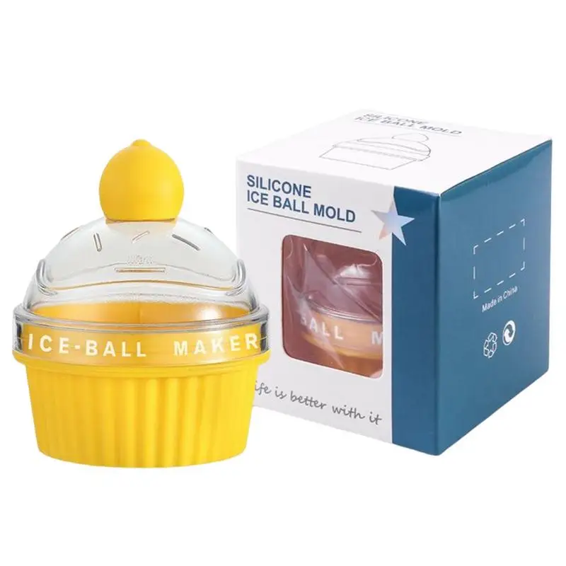 

Round Ice Cube Mold Sphere Cake Shape Silicone Reusable Ice Mold With Lid Ice Molds For Game Day Great For Whiskey Cocktails