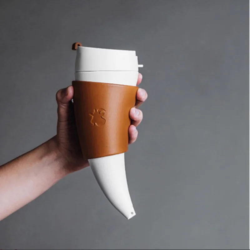 

High quality creative 230ml Cup Goat Horn Coffee Mug Stainless Steel Liner Vacuum Insulation Cup