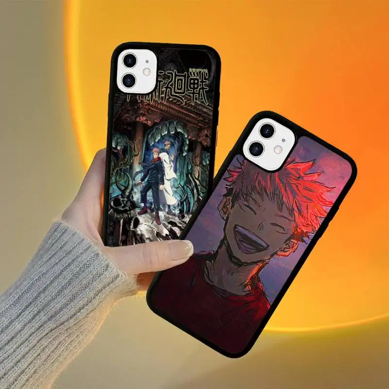 

YNDFCNB Jujutsu Kaisen Itadori Yuj Phone Case Silicone PC+TPU Case for iPhone 11 12 13 Pro Max 8 7 6 Plus X SE XR Hard Fundas