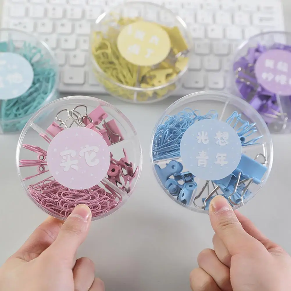 

84Pcs Paper Clips Multifunctional Strong Clip Stationery Mini Cute Colorful Paper Ticket Dovetail Clips Combination Set Office S