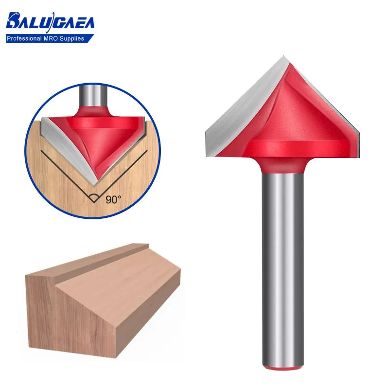 

Wood Router Bit 8mm Shank 90 Degrees 3D Milling Cutter Carbide V Bit for Woodworking Cutter 10 16 22 32 Diameter