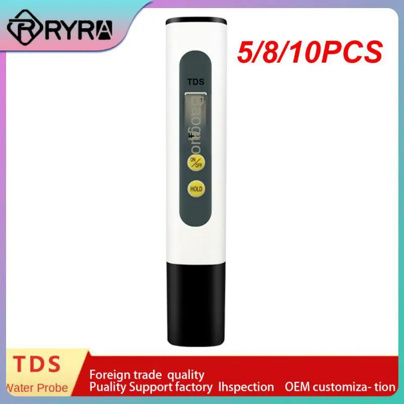 

5/8/10PCS Water Quality Testing Pen Low Power Household Tds Pen 3 Seconds Measurement Titanium Alloy Probe Ph Test Pen