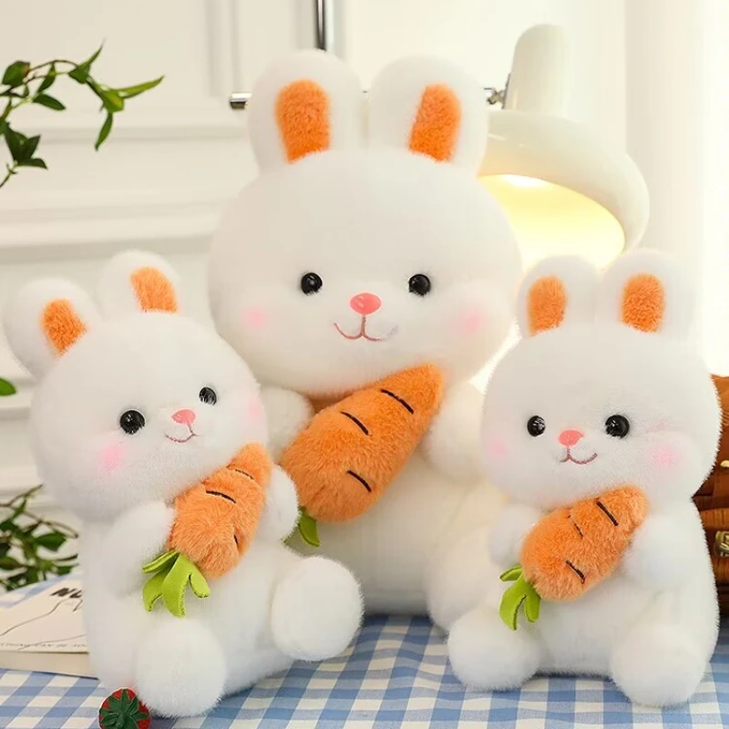 

25/40/50cm Kawaii White Rabbit Hug Carrot Plush Toy Cute Stuffed Animals Bunny Plushies Doll Anime Soft Kids for Girls Gifts