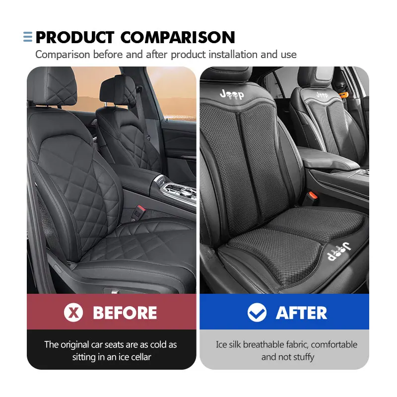 Фото Для Jeep Ice Silk чехол на автомобильное сиденье, защита от царапин, подушка Patriot Renegade Wrangler JK JL Liberty Trailhawk №3