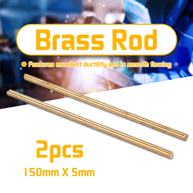 

2pcs 150mm X 5mm Brass Rods Bar Hardware Solid Round Rods Wires Sticks Gold for Repair Welding Brazing Soldering