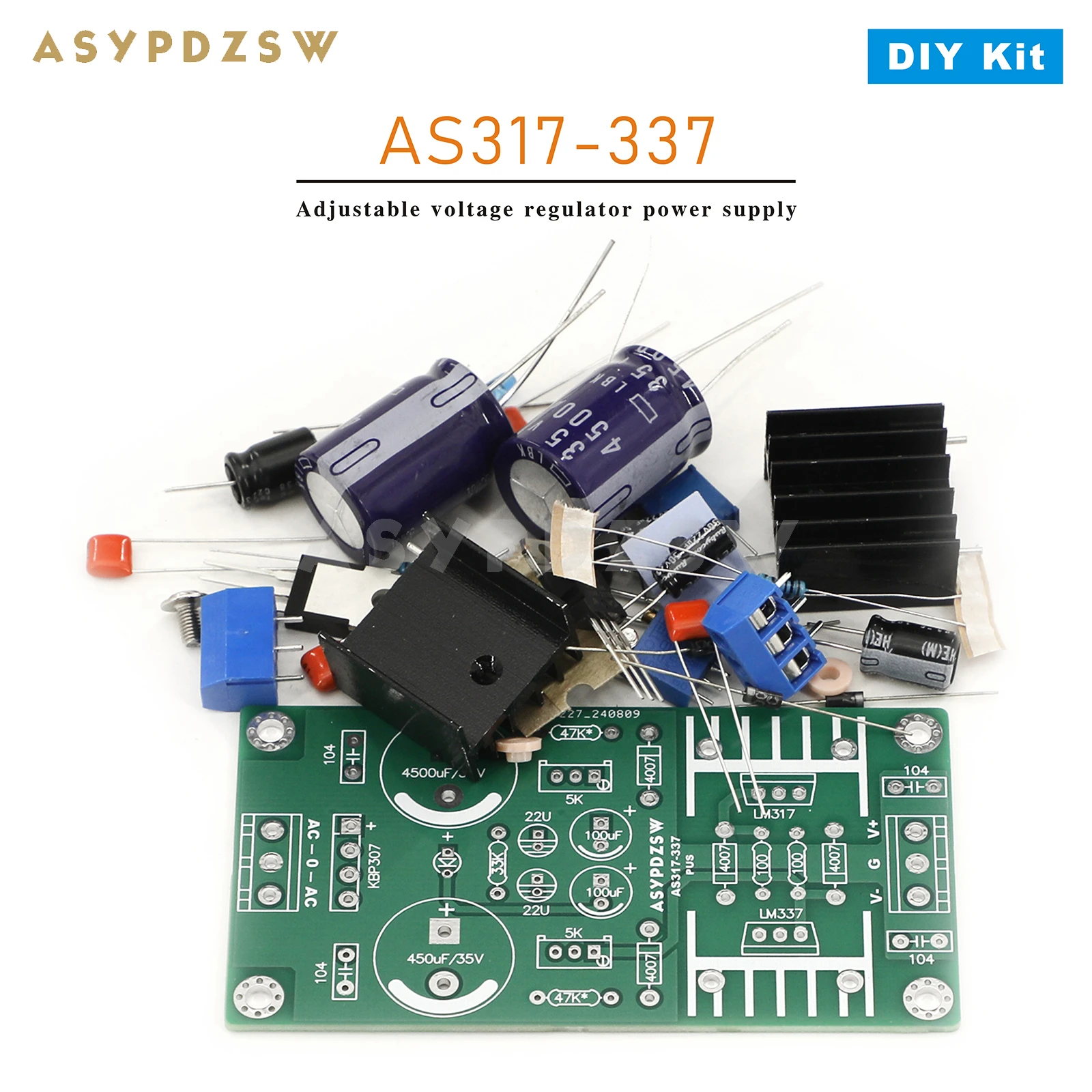 AS317-337 Регулируемый регулятор напряжения с двойным напряжением, блок питания, комплект «сделай сам»,/готовая плата, регулируемый постоянный ток +/-5 В --- 30 В