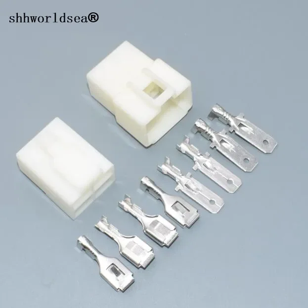 Shhworldsea 50 компл. 6 3 мм 4-контактный/контактный автомобильный электрический разъем