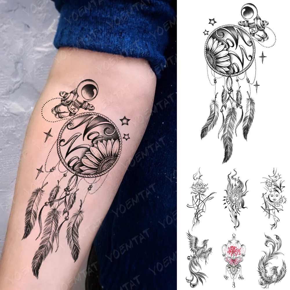 

Waterproof Temporary Tattoo Sticker Cute Small Star Astronaut Sunflower Dreamcatcher Festival Body Art Arm Fake Tatto Men Women