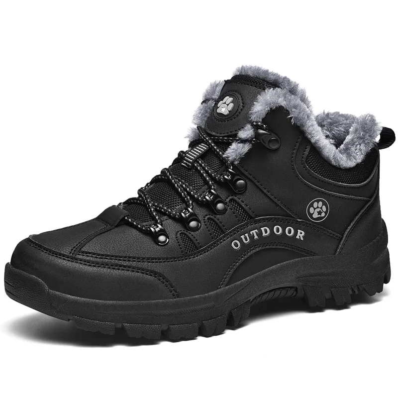 

Уличные высокие ботинки, большая обувь для альпинизма, зимняя спортивная хлопковая обувь для отдыха, мужские теплые плюшевые Утепленные зимние ботинки