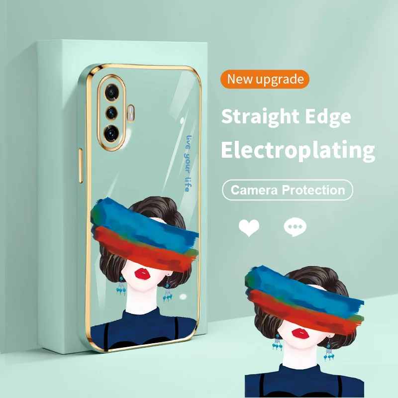 

Graffiti Eyes Girl Plating Lens Protection Phone Case for Poco F3 GT F4 GT F4 Redmi K40 K50 Gaming K40S Poco M3 M4 Pro M5