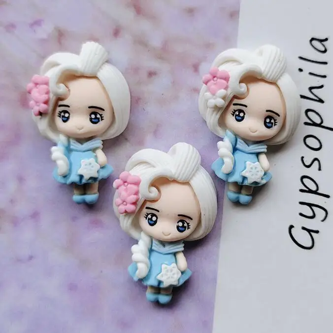 Резиновая мультяшная принцесса плоская спина Кабошон Скрапбукинг Kawaii DIY