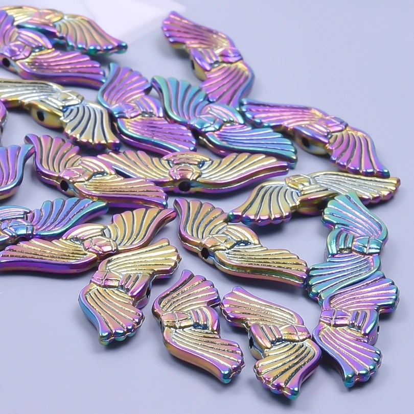 10pcs/lot Rainbow Alloy Angel Wings diy Handicraft Connector Charms For Jewelry Making Supplies Angel Fairy Keychain Materials