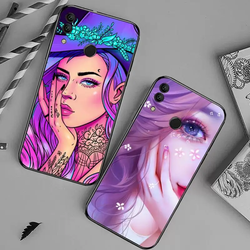 

Cartoon Color Beautiful Girl Phone Case For Huawei honor Mate 10 20 30 40 i 9 8 pro x Lite P smart 2019 Y5 2018 nova 5t