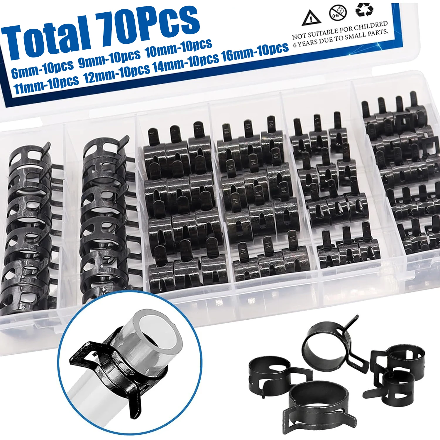 

Металлические хомуты для труб 6-16 мм, 7 размеров