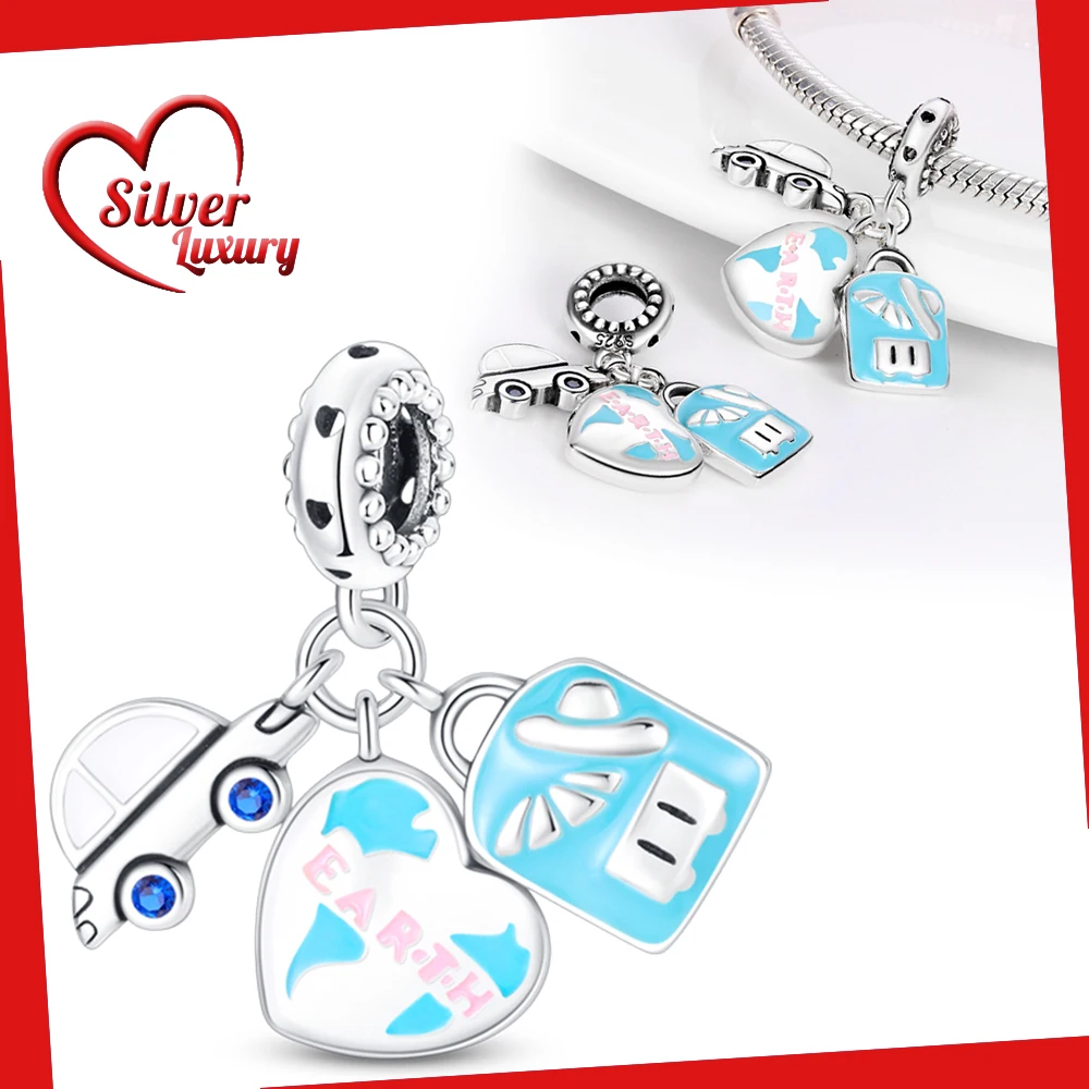 Three Piece Set 925 Sterling Silver Fit Pandora Charms Silve