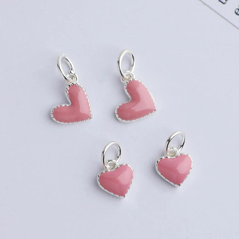 

2Pcs s925 Sterling Silver Drop Gel Love Pendant Peach Heart Pendant Jewelry Making DIY Bracelet Necklace Accessories