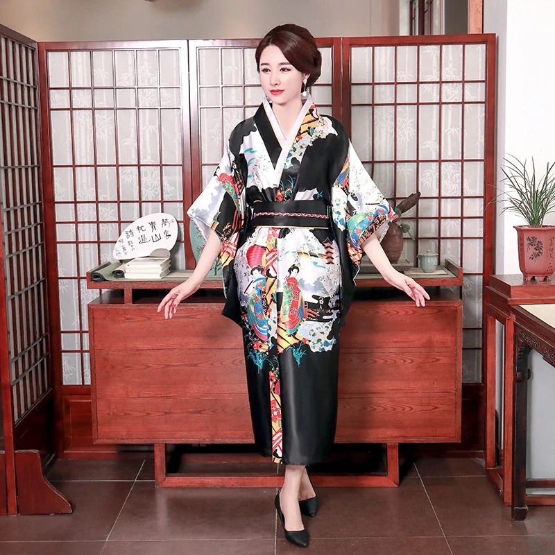 Халат гейши с принтом новинка женские элегантные кимоно сексуальная юката Оби