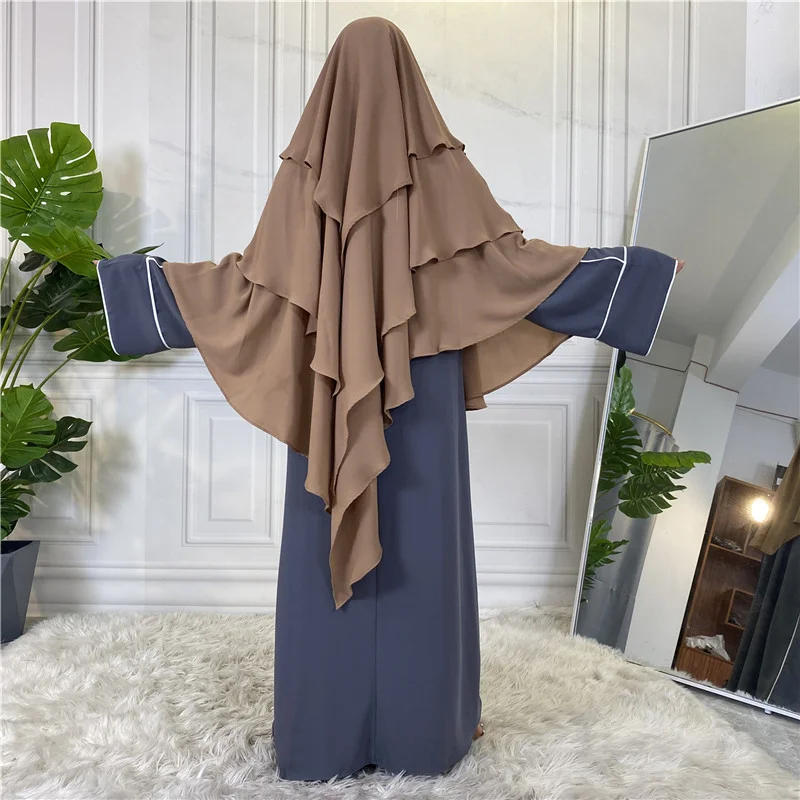 Womens Muslim Hijab Fashion Three-layer Scarf Shawl Prayer Headscarf Middle East Saudi Arabia Islam Ramadan Abaya Headdress