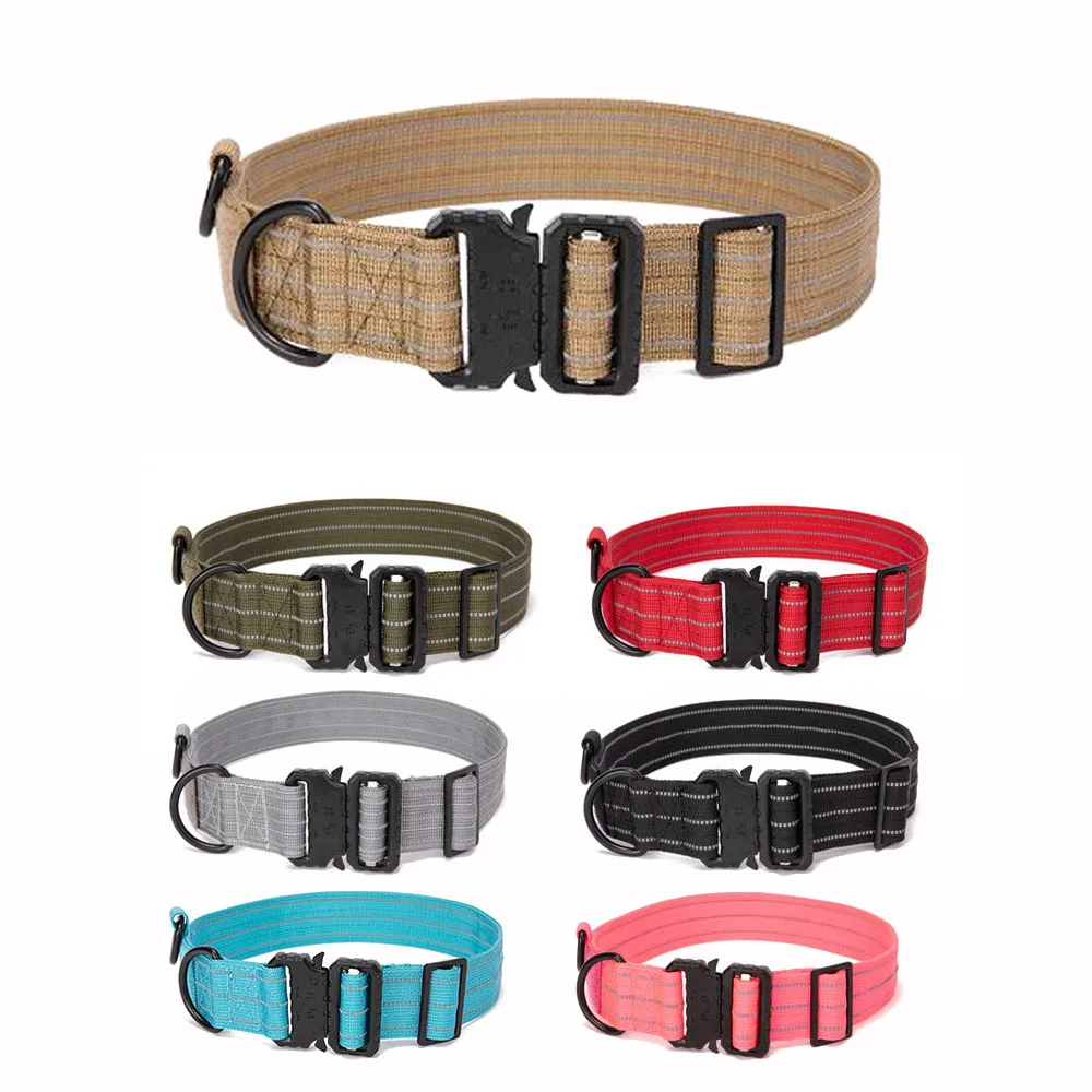 

Dog Collars Double Nylon Strap Pet Collar Adjustable Reflectuve Heavy Duty Nylon Dogs Collar For Medium Dog Large Dog