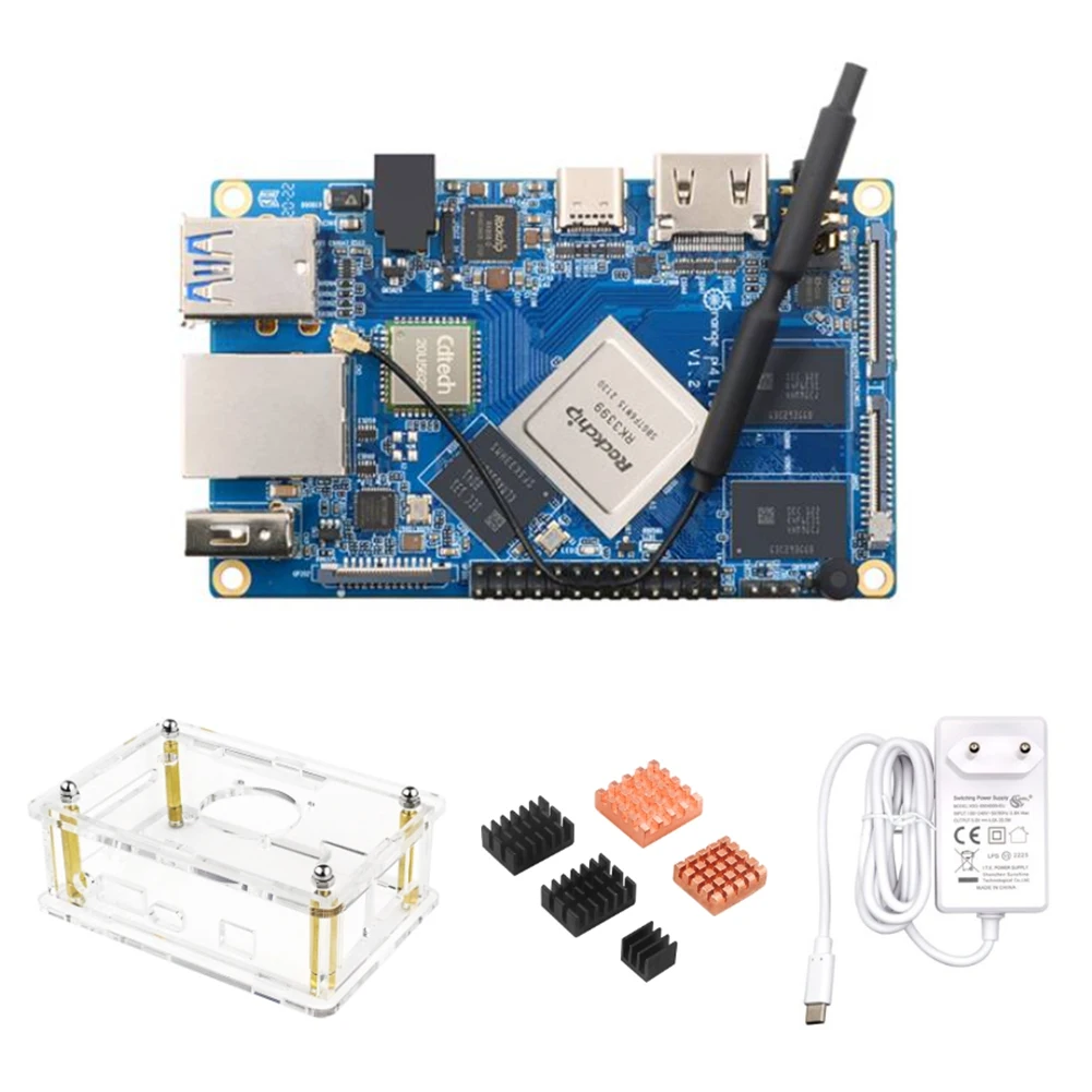 

Плата для Orange Pi 4 4 Гб LPDDR4 16 Гб EMMC Rockchip RK3399 Wifi + BT5.0 Gigabit Ethernet, макетная плата с европейской вилкой