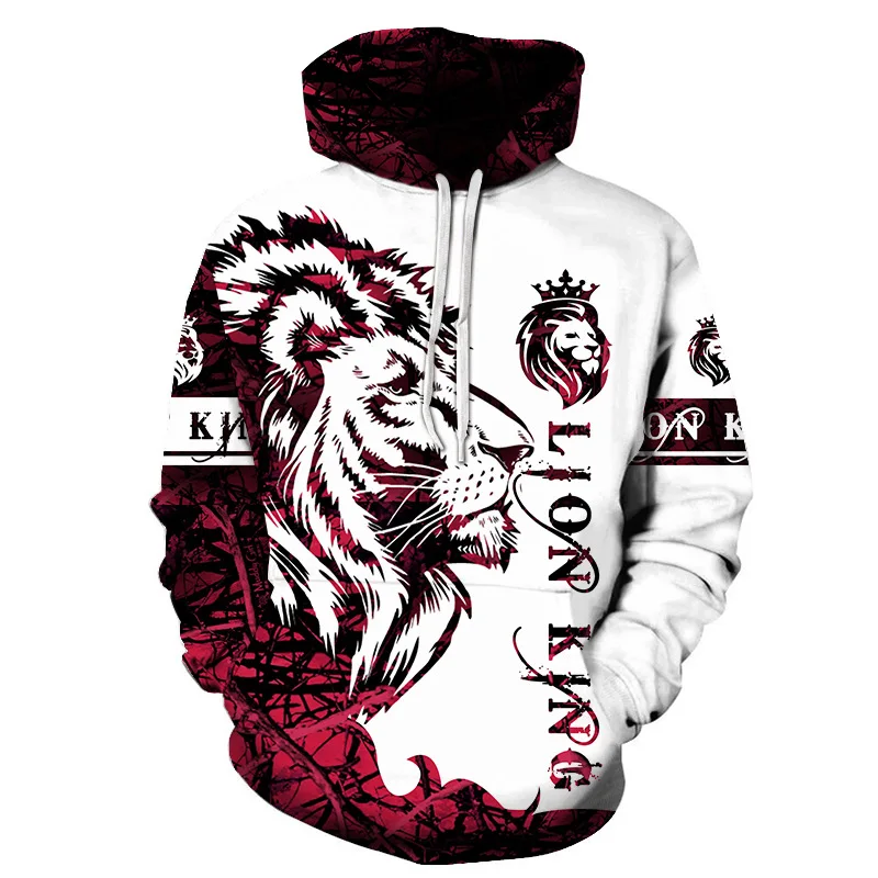 

2021 Fall/Winter Hoodie Men's Sweater 3D Printing Hooded Sweater Animal Lion