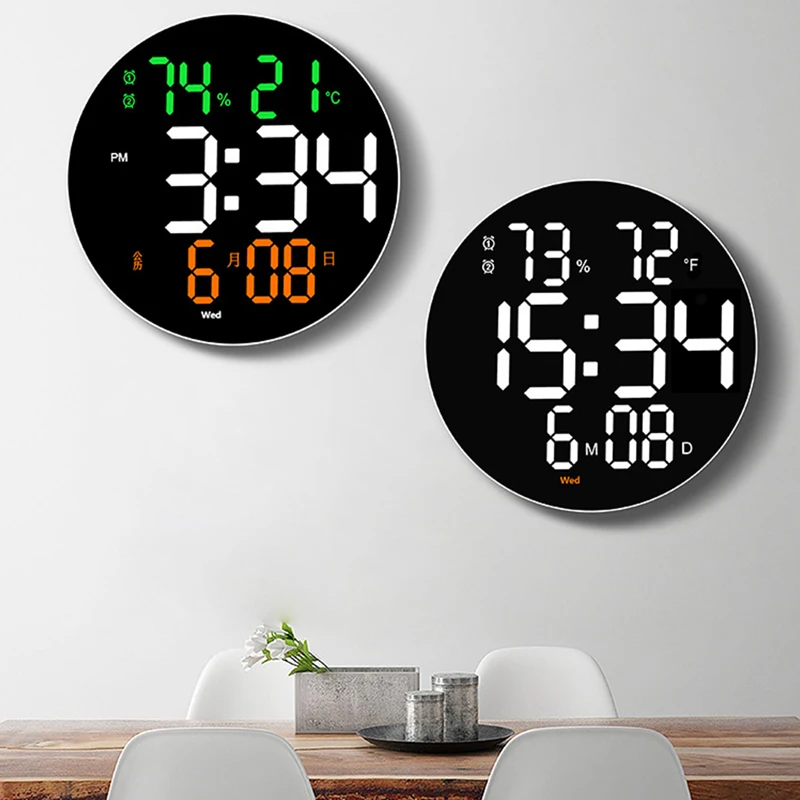 

Wall Clock 10 Inch Multifunctional Wall Clock LED Round Screen Digital Wall Clocks Week Date Electronic Clock Halloween Decorate